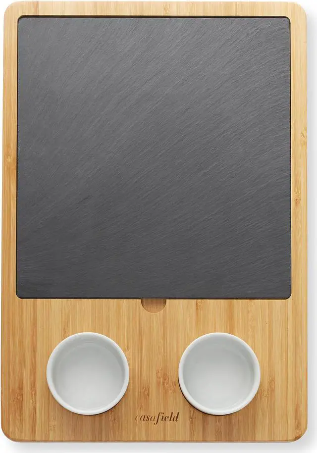 Alt view image 3 of 6 - Casafield Charcuterie Board and Knife Gift Set, Bamboo Cheese Board Serving Tray with Snack Plate and Bowls for Birthday, Housewarming, Wedding