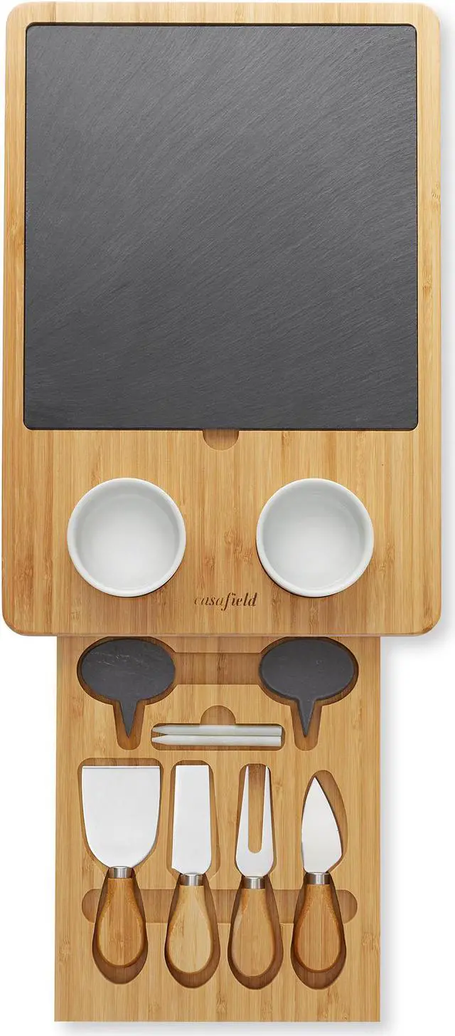 Alt view image 4 of 6 - Casafield Charcuterie Board and Knife Gift Set, Bamboo Cheese Board Serving Tray with Snack Plate and Bowls for Birthday, Housewarming, Wedding
