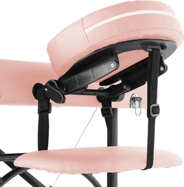Alt view image 5 of 6 - Saloniture Professional Portable Lightweight Tri-Fold Massage Table with Aluminum Legs - Includes Headrest, Face Cradle, Armrests and Carrying Case, Pink