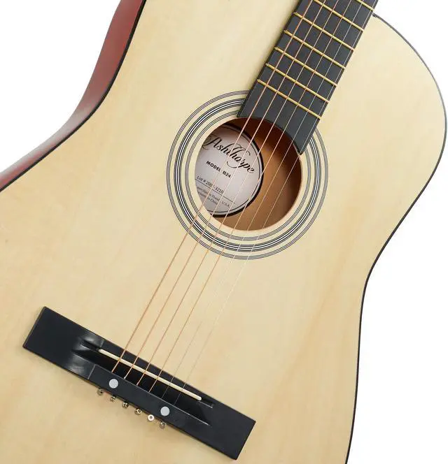 Alt view image 2 of 6 - Ashthorpe 38-inch Beginner Acoustic Guitar Package (Natural), Basic Starter Kit w/ Gig Bag, Strings, Strap, Tuner, Pitch Pipe, Picks