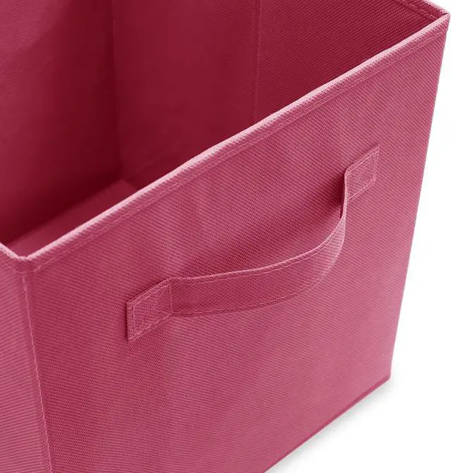 Alt view image 3 of 6 - Casafield Set of 6 Collapsible Fabric Cube Storage Bins, Hot Pink - 11" Foldable Cloth Baskets for Shelves, Cubby Organizers & More