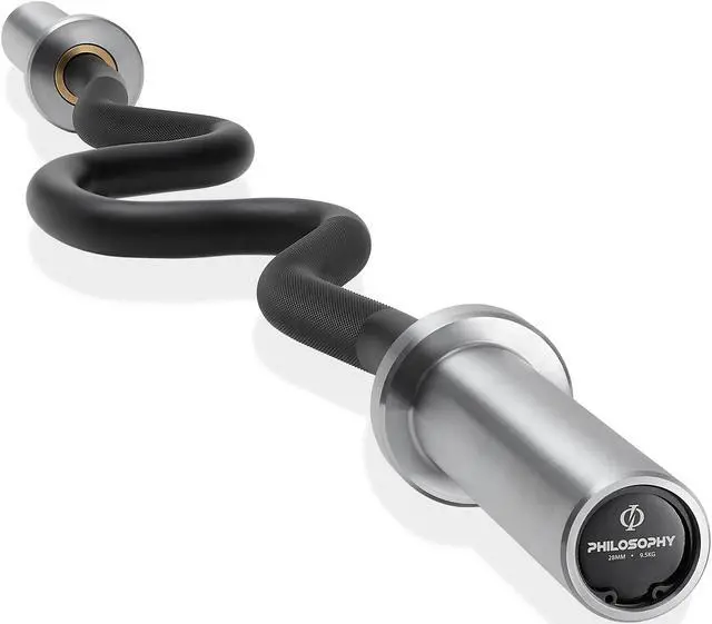 Main image of Philosophy Gym 47" Super Curl Olympic Barbell -9.5KG 28mm Grip 400LB Capacity 4 Needle Bearing 2" Weightlifting Bar