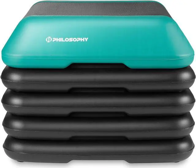 Alt view image 2 of 5 - Philosophy Gym Aerobic Exercise Adjustable High Step Platform, with 4 Risers Included - Green