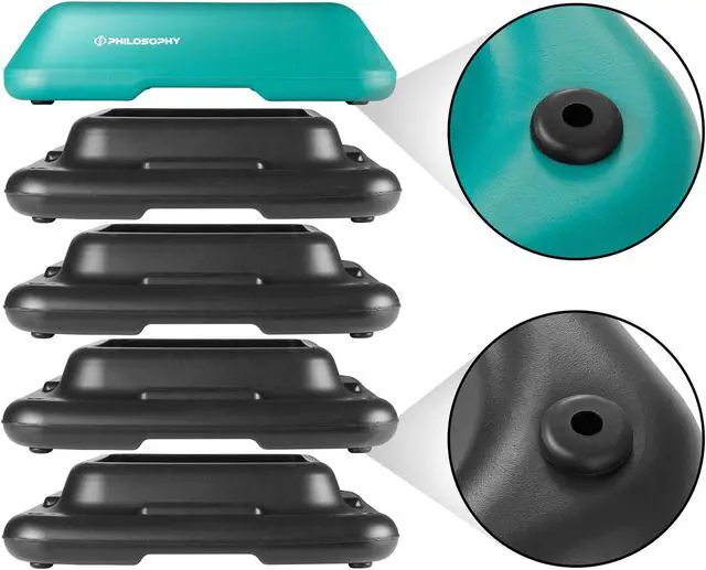 Alt view image 3 of 5 - Philosophy Gym Aerobic Exercise Adjustable High Step Platform, with 4 Risers Included - Green