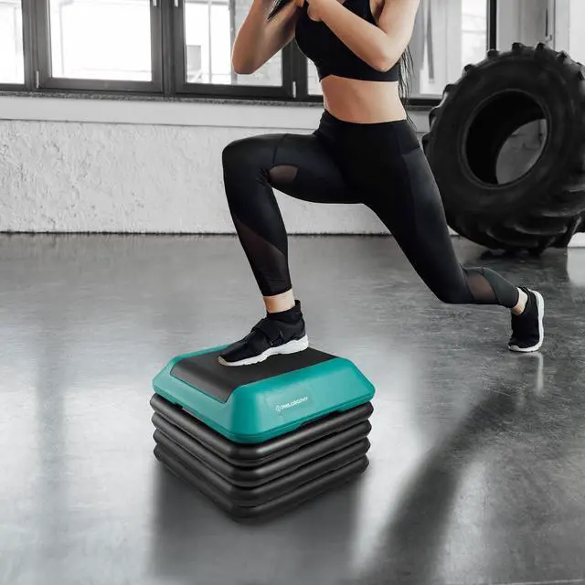 Alt view image 5 of 5 - Philosophy Gym Aerobic Exercise Adjustable High Step Platform, with 4 Risers Included - Green