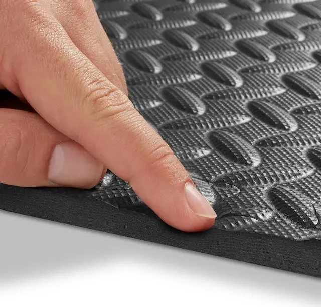 Alt view image 6 of 6 - Philosophy Gym Pack of 12 Exercise Flooring Mats - 12 x 12 Inch Foam Rubber Interlocking Puzzle Floor Tiles - Black