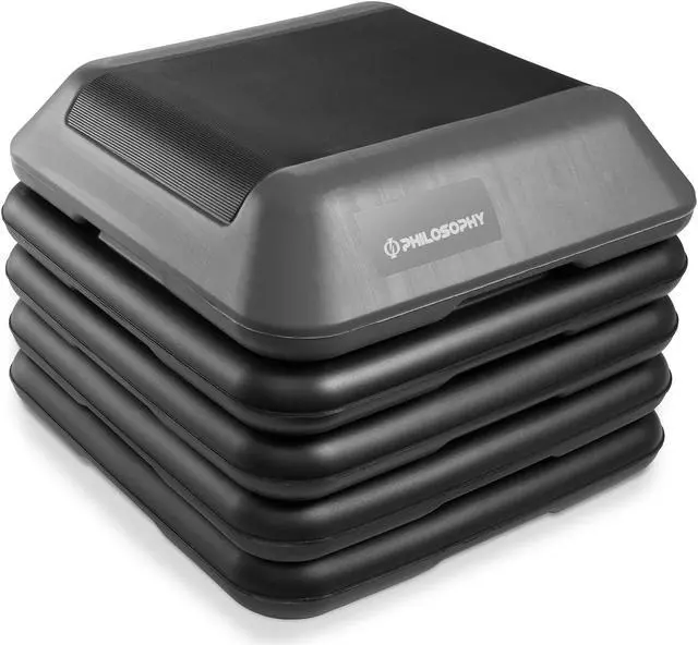 Main image of Philosophy Gym Aerobic Exercise Adjustable High Step Platform, with 4 Risers Included - Gray
