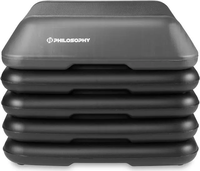 Alt view image 2 of 5 - Philosophy Gym Aerobic Exercise Adjustable High Step Platform, with 4 Risers Included - Gray