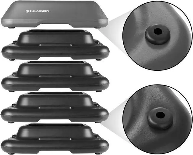 Alt view image 3 of 5 - Philosophy Gym Aerobic Exercise Adjustable High Step Platform, with 4 Risers Included - Gray