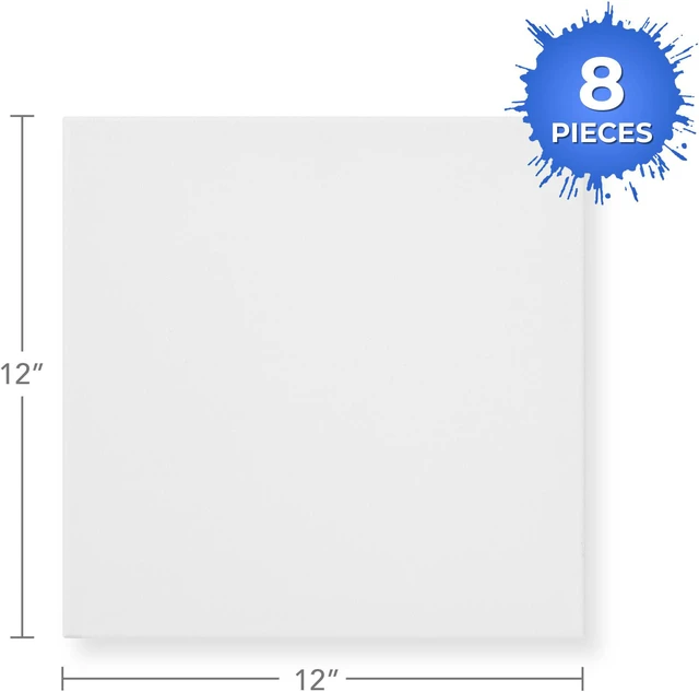7 Elements (8 pack) Stretched Canvas for Painting - 12 x 12 Inch 100% ...