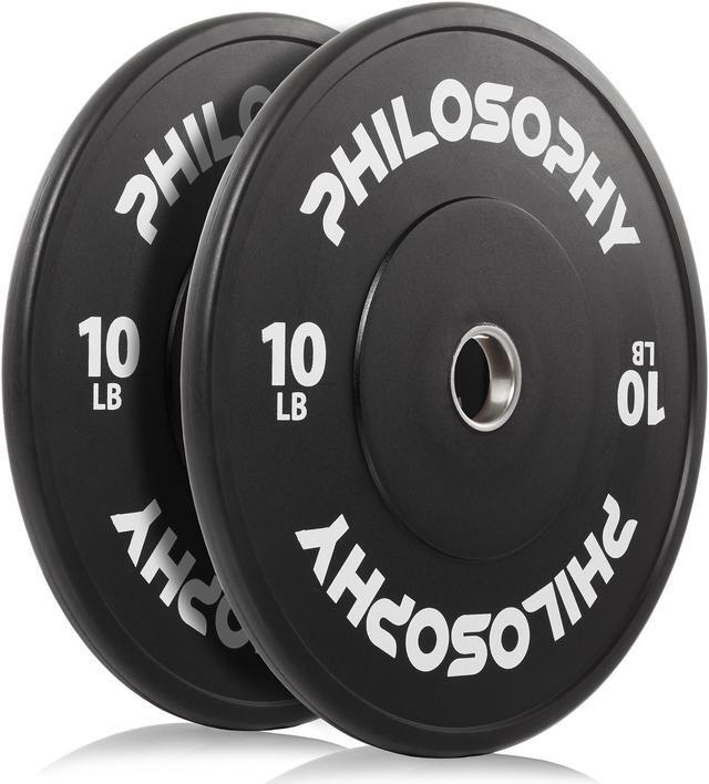 Alt view image 2 of 6 - Philosophy Gym Set of 2 Olympic 2-Inch Rubber Bumper Plates (10 LB each) Black