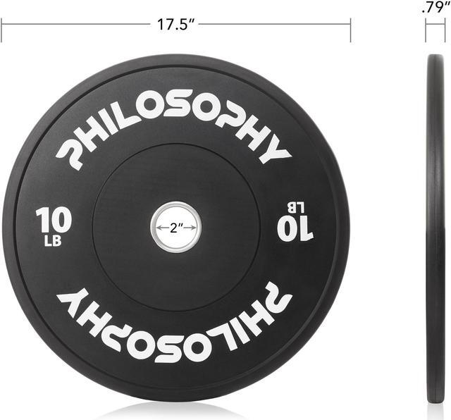 Alt view image 3 of 6 - Philosophy Gym Set of 2 Olympic 2-Inch Rubber Bumper Plates (10 LB each) Black