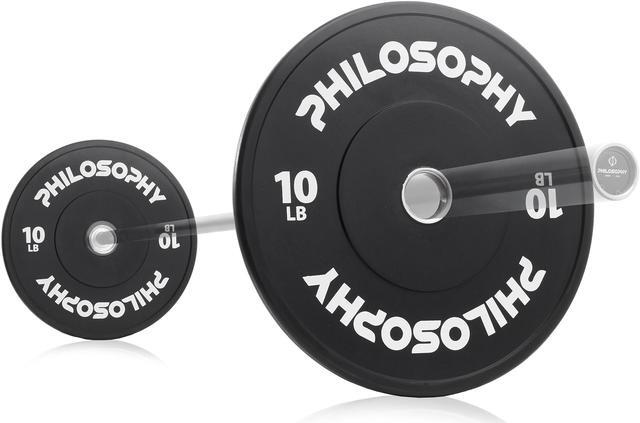 Alt view image 4 of 6 - Philosophy Gym Set of 2 Olympic 2-Inch Rubber Bumper Plates (10 LB each) Black
