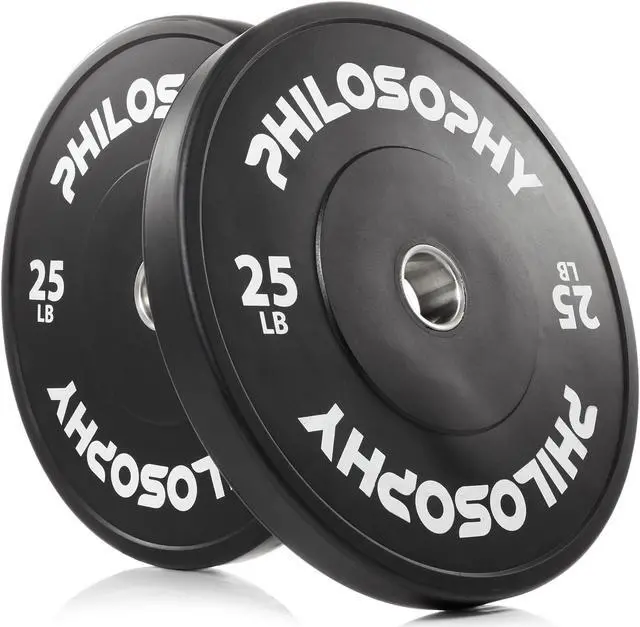 Main image of Philosophy Gym Set of 2 Olympic 2-Inch Rubber Bumper Plates (25 LB each) Black