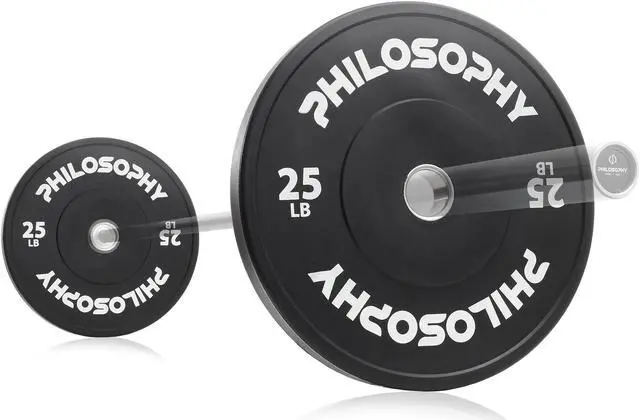Alt view image 4 of 6 - Philosophy Gym Set of 2 Olympic 2-Inch Rubber Bumper Plates (25 LB each) Black