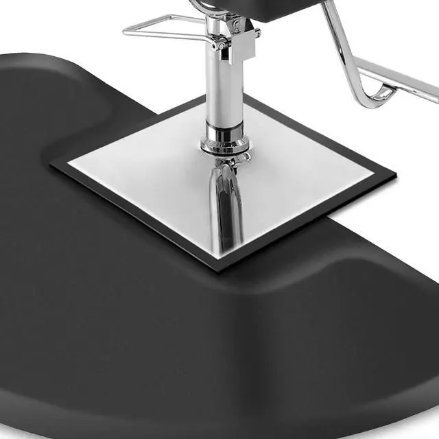 Alt view image 3 of 6 - Saloniture 3 ft. x 5 ft. Barber & Salon Floor Mat for Square Chair Base - 1/2 in. Thick Black Semi-Circle Anti-Fatigue Stylist Station Mat