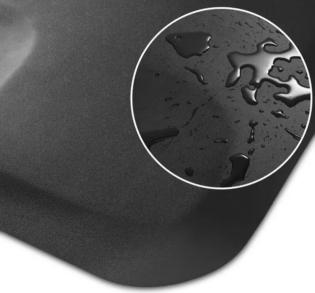 Alt view image 4 of 6 - Saloniture 3 ft. x 5 ft. Barber & Salon Floor Mat for Square Chair Base - 1/2 in. Thick Black Semi-Circle Anti-Fatigue Stylist Station Mat