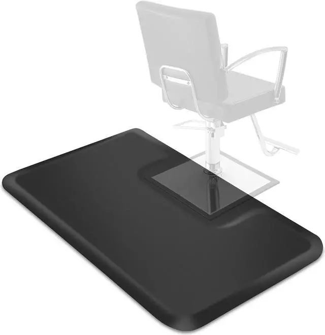 Main image of Saloniture 3 ft. x 5 ft. Barber & Salon Floor Mat for Square Chair Base - 1/2 in. Thick Black Rectangle Anti-Fatigue Stylist Station Mat