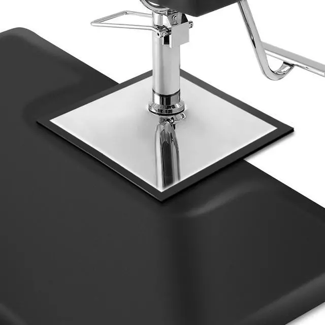 Alt view image 3 of 6 - Saloniture 3 ft. x 5 ft. Barber & Salon Floor Mat for Square Chair Base - 1/2 in. Thick Black Rectangle Anti-Fatigue Stylist Station Mat