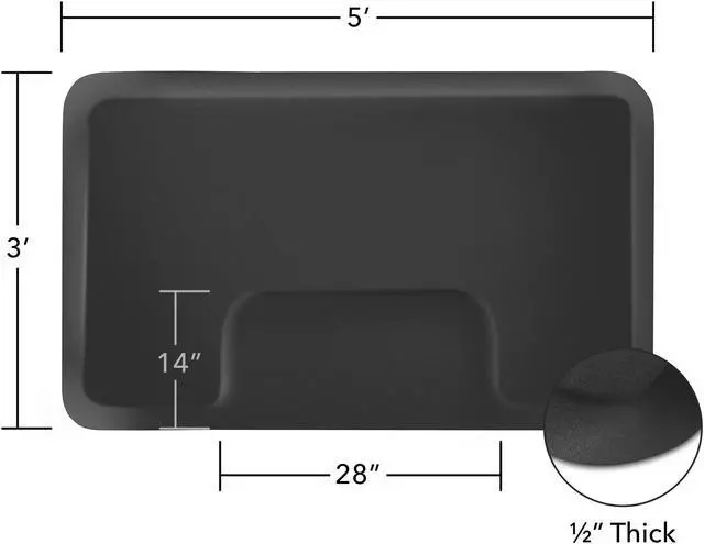 Alt view image 6 of 6 - Saloniture 3 ft. x 5 ft. Barber & Salon Floor Mat for Square Chair Base - 1/2 in. Thick Black Rectangle Anti-Fatigue Stylist Station Mat