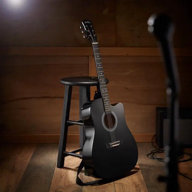 Alt view image 6 of 6 - Ashthorpe 41-inch Beginner Cutaway Acoustic Guitar Package (Black), Full Size Basic Starter Kit w/ Gig Bag, Strings, Strap, Tuner, Picks