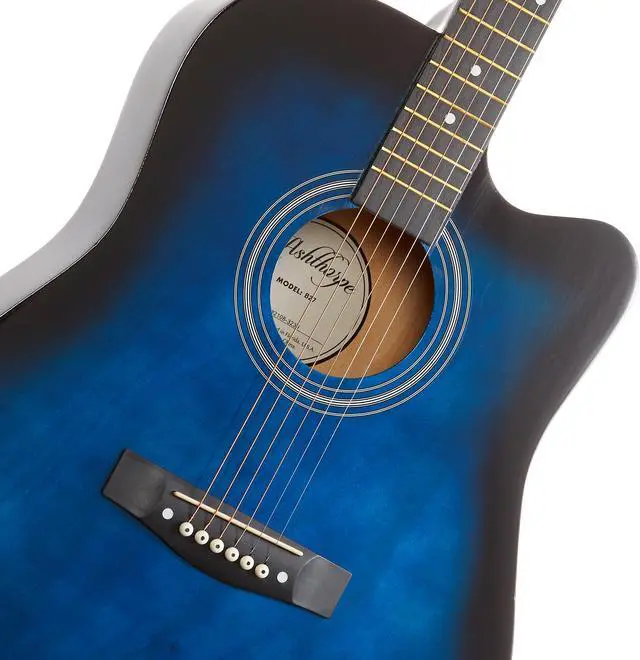 Alt view image 2 of 6 - Ashthorpe 41-inch Beginner Cutaway Acoustic Guitar Package (Blue), Full Size Basic Starter Kit w/ Gig Bag, Strings, Strap, Tuner, Picks