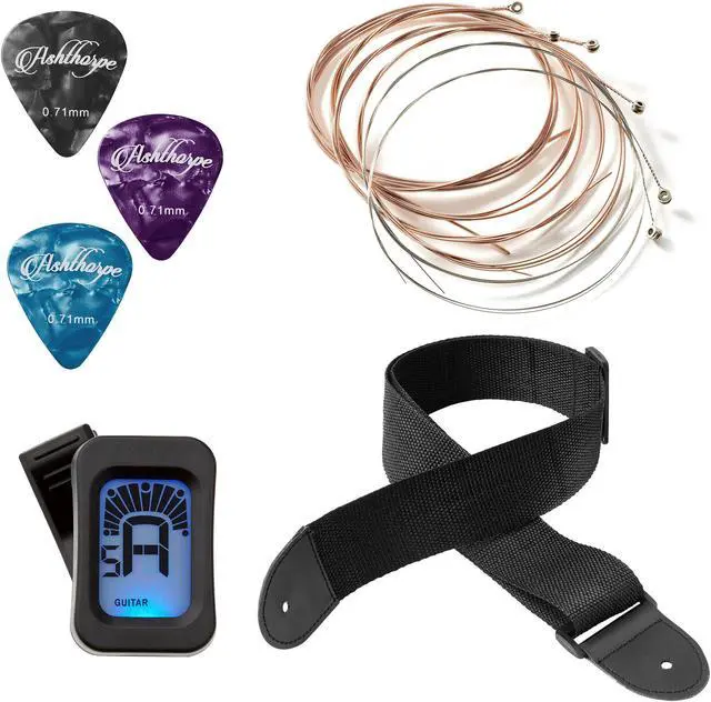 Alt view image 5 of 6 - Ashthorpe 41-inch Beginner Cutaway Acoustic Guitar Package (Natural), Full Size Basic Starter Kit w/ Gig Bag, Strings, Strap, Tuner, Picks