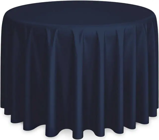 Main image of Lann's Linens - 108" Round Premium Tablecloth for Wedding / Banquet / Restaurant - Polyester Fabric Table Cloth - Navy Blue