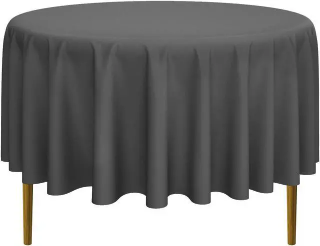 Main image of Lann's Linens - 90" Round Premium Tablecloth for Wedding / Banquet / Restaurant - Polyester Fabric Table Cloth - Dark Gray