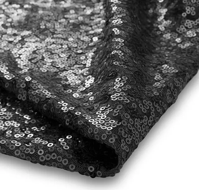 Alt view image 4 of 6 - Lann's Linens 60" x 102" Black Sequin Tablecloth, Sparkly Rectangle Table Cloth for Wedding, Party, Banquet
