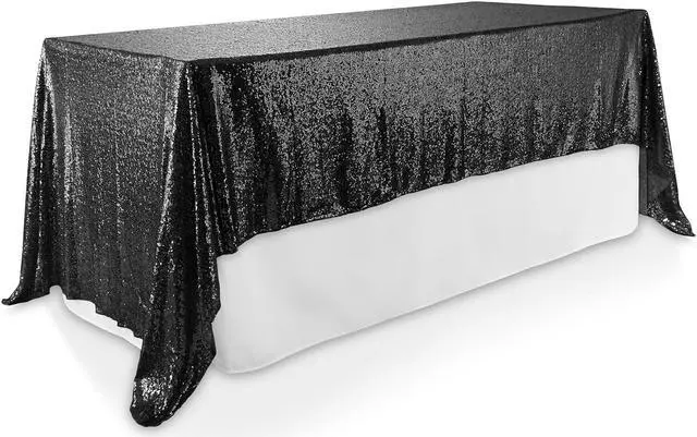 Alt view image 3 of 6 - Lann's Linens 60" x 102" Black Sequin Tablecloth, Sparkly Rectangle Table Cloth for Wedding, Party, Banquet