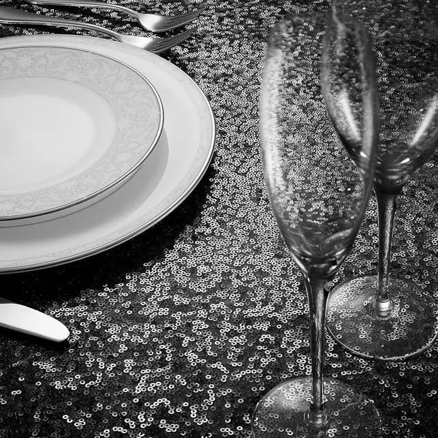 Alt view image 5 of 6 - Lann's Linens 60" x 102" Black Sequin Tablecloth, Sparkly Rectangle Table Cloth for Wedding, Party, Banquet