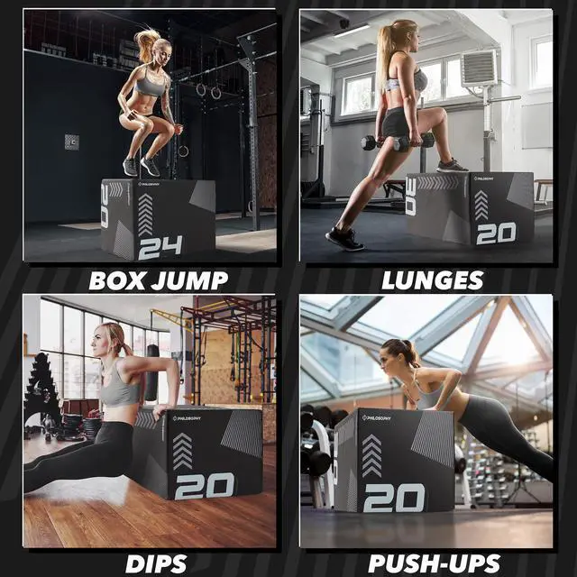 Alt view image 6 of 6 - Philosophy Gym 3 in 1 Soft Foam Plyometric Box -  20" x 24" x 30" Jumping Plyo Box for Training and Conditioning