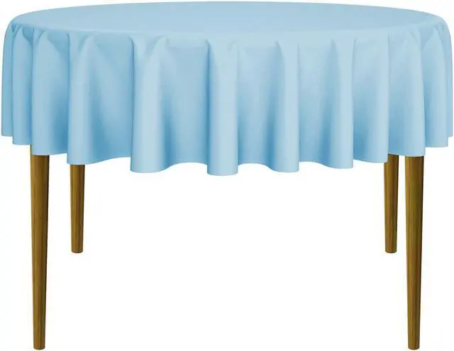 Main image of Lann's Linens - 70" Round Premium Tablecloth for Wedding / Banquet / Restaurant - Polyester Fabric Table Cloth - Baby Blue