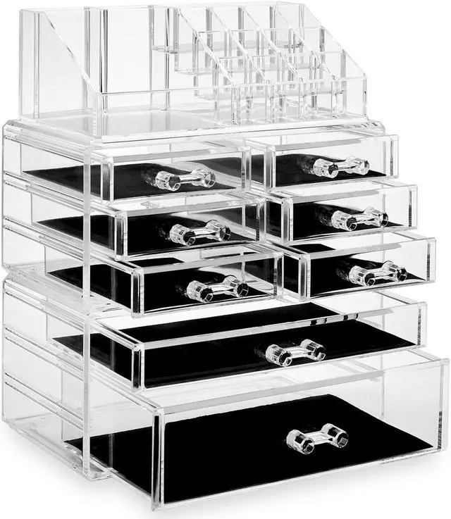 Alt view image 2 of 7 - Casafield Acrylic Cosmetic Makeup Organizer & Jewelry Storage Display Case - 3 Piece Drawer Set - Clear