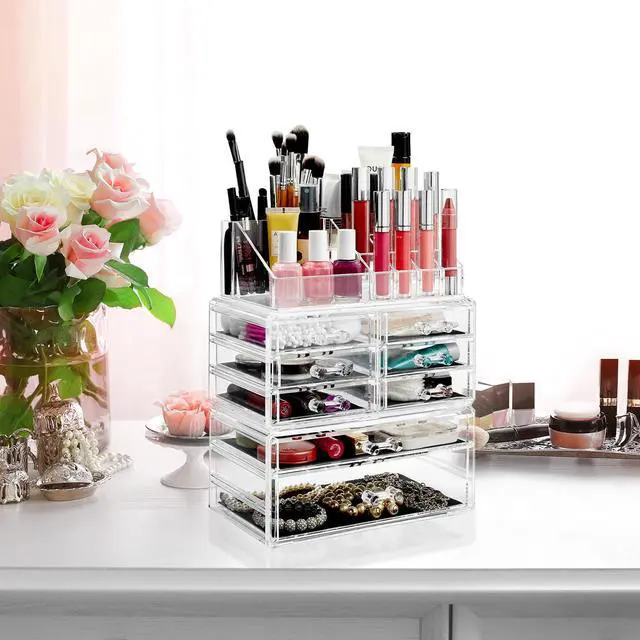 Alt view image 6 of 7 - Casafield Acrylic Cosmetic Makeup Organizer & Jewelry Storage Display Case - 3 Piece Drawer Set - Clear