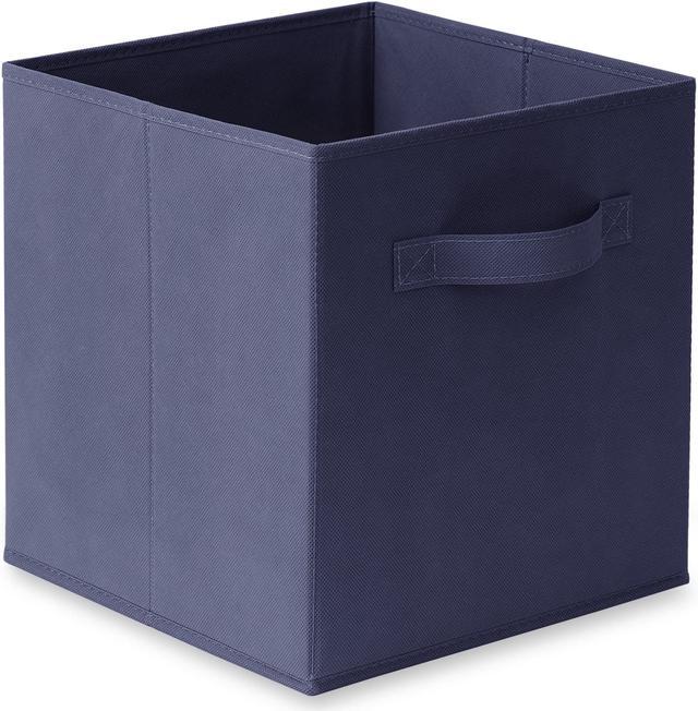 Casafield Set of 6 Collapsible Fabric Cube Storage Bins, Navy Blue - 11 Foldable Cloth Baskets for Shelves, Cubby Organizers & More