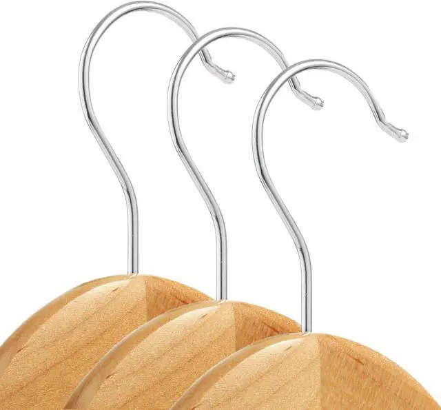Alt view image 2 of 6 - Casafield - 20 Natural Wooden Suit Hangers - Premium Lotus Wood with Notches & Chrome Swivel Hook for Dress Clothes, Coats, Jackets, Pants, Shirts, Skirts