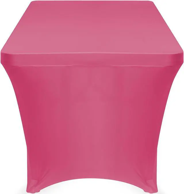 Alt view image 3 of 3 - Lann's Linens - 6' Fitted Stretch Tablecloth for 72" x 30" Rectangular Table - Wedding / Banquet / Trade Show - Spandex Cloth Fabric Cover - Fuchsia