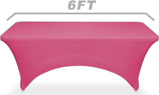 Alt view image 2 of 3 - Lann's Linens - 6' Fitted Stretch Tablecloth for 72" x 30" Rectangular Table - Wedding / Banquet / Trade Show - Spandex Cloth Fabric Cover - Fuchsia