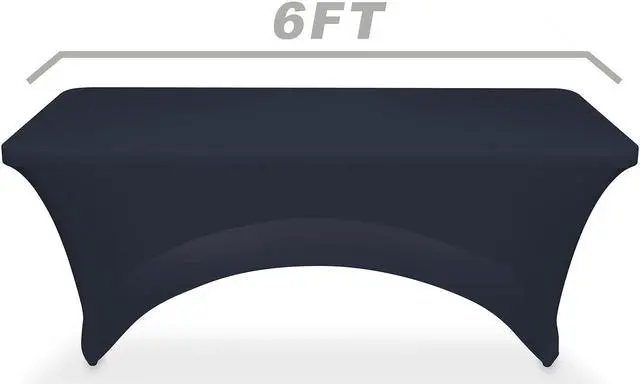 Alt view image 2 of 3 - Lann's Linens - 6' Fitted Stretch Tablecloth for 72" x 30" Rectangular Table - Wedding / Banquet / Trade Show - Spandex Cloth Fabric Cover - Navy Blue