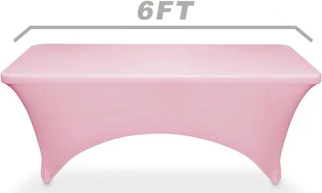 Alt view image 2 of 3 - Lann's Linens - 6' Fitted Stretch Tablecloth for 72" x 30" Rectangular Table - Wedding / Banquet / Trade Show - Spandex Cloth Fabric Cover - Pink