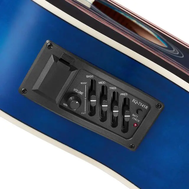 Alt view image 3 of 7 - Ashthorpe Full-Size Dreadnought Cutaway Acoustic-Electric Guitar Bundle - Premium Tonewoods - Blue