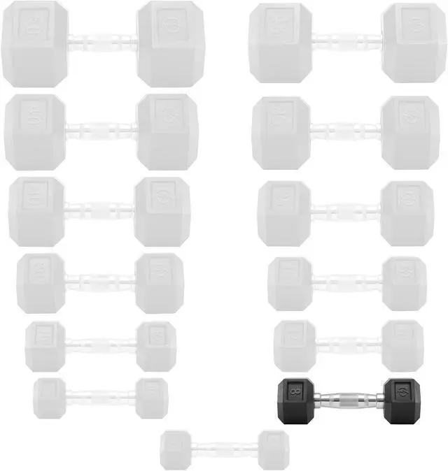 Alt view image 4 of 6 - Philosophy Gym Rubber Coated Hex Dumbbell Hand Weights, 8 lb Pair