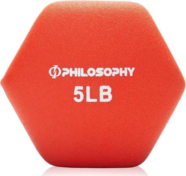 Alt view image 3 of 6 - Philosophy Gym Neoprene Dumbbell Hexagon Hand Weights, 5 lb Pair - 10 lb Total