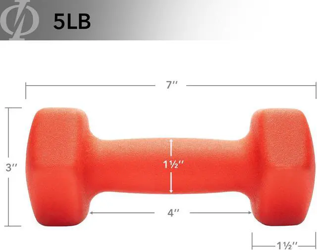 Alt view image 4 of 6 - Philosophy Gym Neoprene Dumbbell Hexagon Hand Weights, 5 lb Pair - 10 lb Total