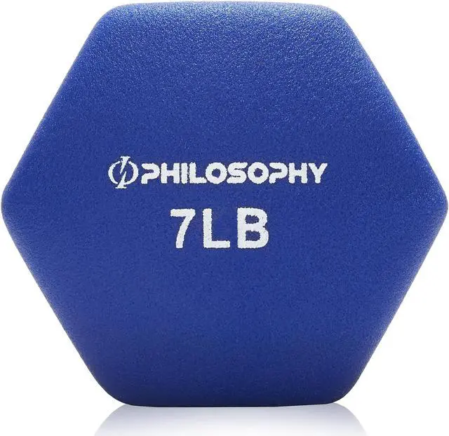 Alt view image 3 of 6 - Philosophy Gym Neoprene Dumbbell Hexagon Hand Weights, 7 lb Pair - 14 lb Total