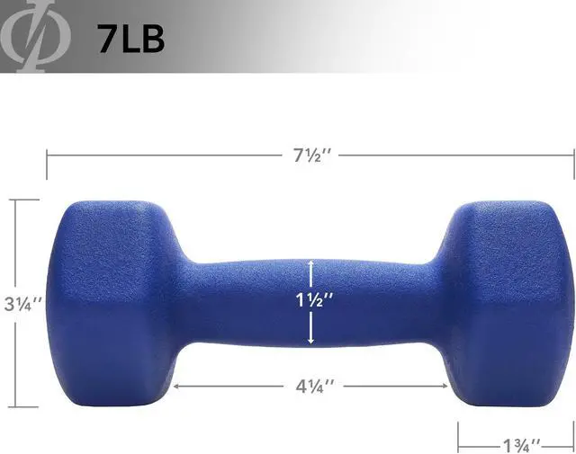 Alt view image 4 of 6 - Philosophy Gym Neoprene Dumbbell Hexagon Hand Weights, 7 lb Pair - 14 lb Total