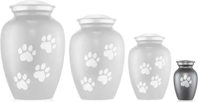 Alt view image 5 of 6 - Reminded Pet Cremation Urns for Dog and Cat Ashes, Memorial Paw Print Urn - Extra Small Keepsake Gray