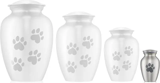 Alt view image 5 of 6 - Reminded Pet Cremation Urns for Dog and Cat Ashes, Memorial Paw Print Urn - Extra Small Keepsake Silver